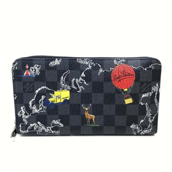 Auth LOUIS VUITTON N40204 DamierGraphite Zippy Organizer NM Long Wallet - Picture 1 of 11